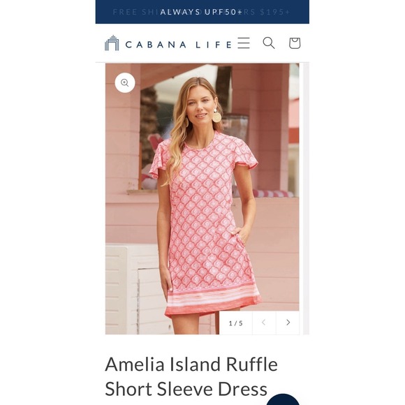 Cabana Life Dresses & Skirts - $116 Cabana Life Amelia Island Ruffle Short Sleeve Dress UPF 50+ Large